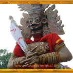 Pandava statue in front of the Temple